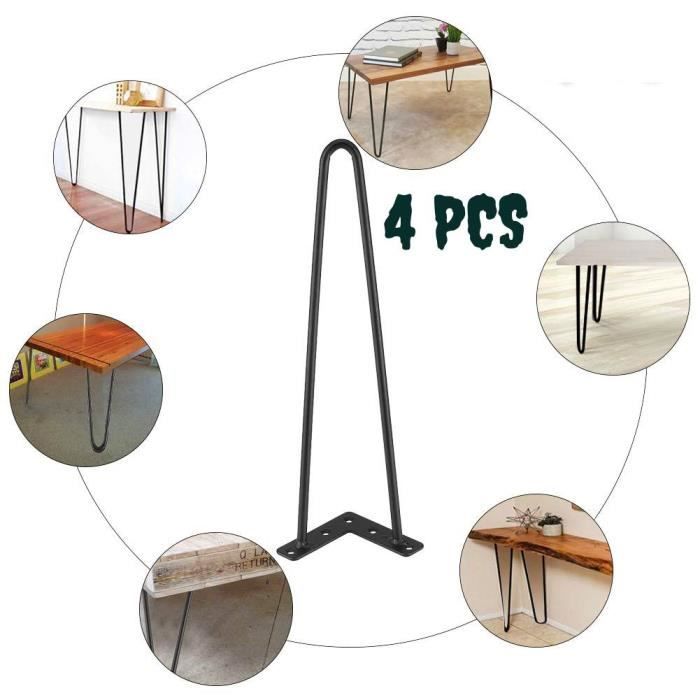 Lot 4 Pieds De Table Industriel Fer A Cheveux 22 En Epingle Pour