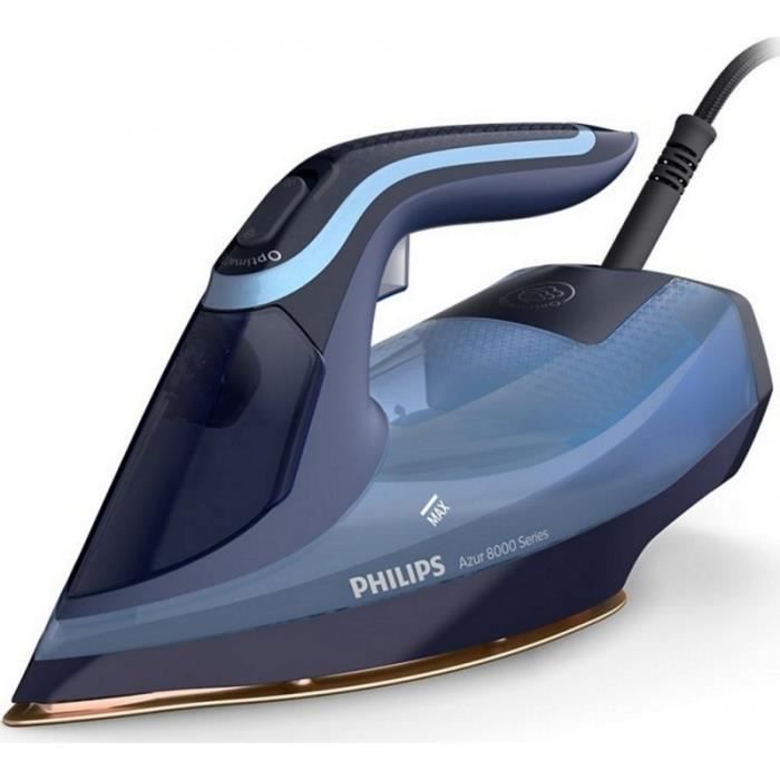 Philips Fer à repasser vapeur série 8000, sabot en céramique, vapeur constante de 55 g/min, 3000 W, bleu (DST8020/20)