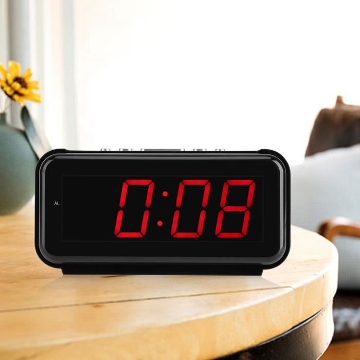 Réveil Radio Numérique AM/FM Avec Affichage Incurvé Et Snooze - Prise EU - Modèle Rouge - Projection Au Plafond