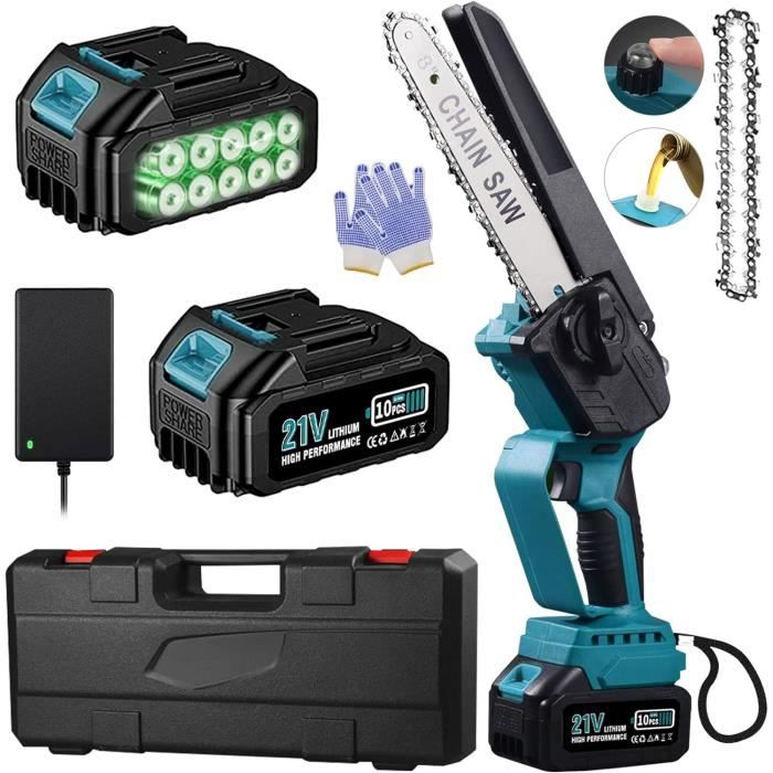 Tronçonneuse Sans Fil Avhrit 8 Pouces - 2 Batteries 4.0Ah - Moteur Brushless - Lubrification Auto