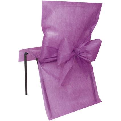 10 Housses de Chaise en Tissu Non Tissé Prune