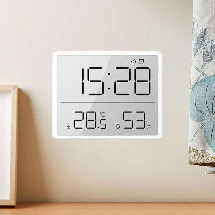 Horloge Numérique De Bureau à Piles - Affichage Grand Format AM/PM - Changement De Page Automatique - Design Moderne Blanc - Pour Bureau, Chambre, Salon