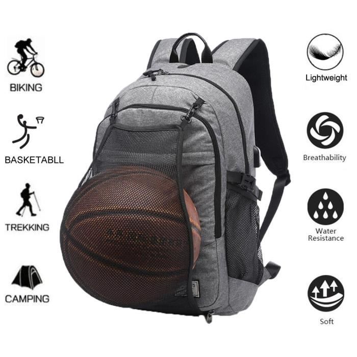 Sac Filet Pour Ballons De Football 12-15 Balles - Polyester Avec Bandoulière Ajustable - Noir - CampTeck