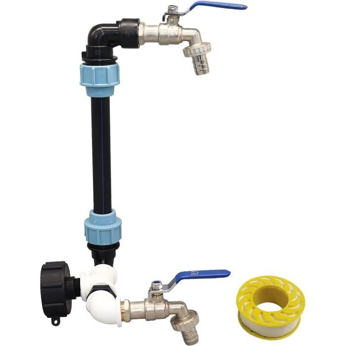 Robinet Col De Cygne Pour Cuve IBC 1000L - Laiton/PE, Filetage 3/4", étanche, Facile à Installer