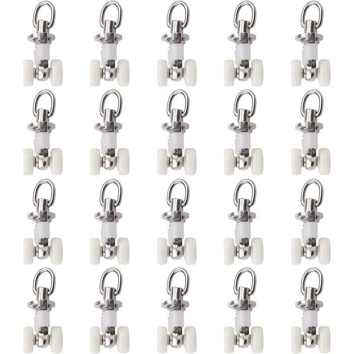 100 Crochets Pour Rail à Rideaux En Plastique Blanc - Diamètre Anneau 5,5 Mm - Longueur 17,3 Mm - 5