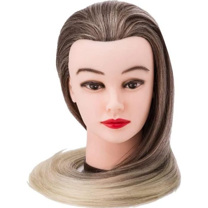 Tete a Coiffer Ensemble de Tresse DanseeMeibr 22-24Inch T/ête /à Coiffer 100/% Cheveux Naturel T/ête a Coiffer pour le Salon Coiffeur Poup/ée avec Support