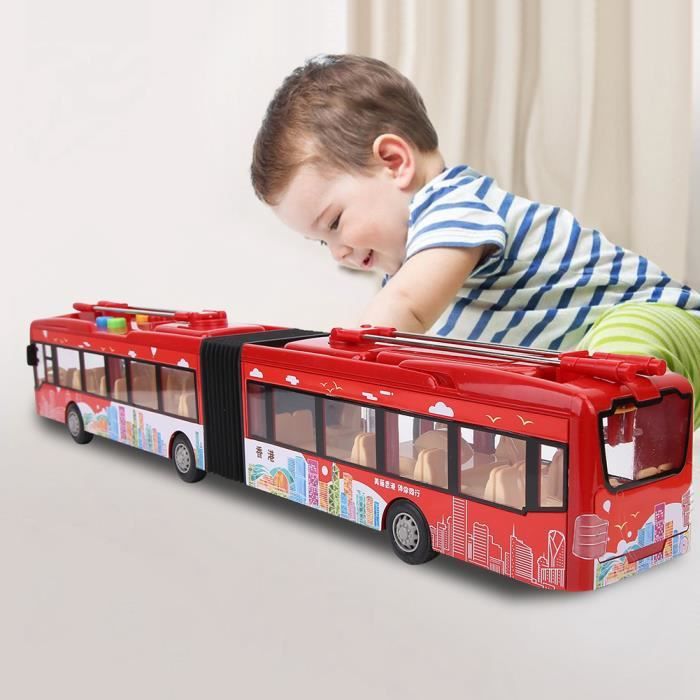 Bus Jouet Friction Rouge – Miniature Métal/Plastique 18,5 Cm – Sans Pile – Cadeau Enfant