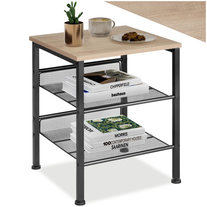 Table basse - TECTAKE - Table dappoint LINCOLN style industriel bois MDF et acier 405 x 40 x 505 cm - Bois clair/Chêne sonoma