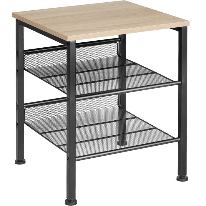 tectake table d’appoint lincoln de style industriel table basse carrée table de canapé table de chevet bois mdf – marron clair