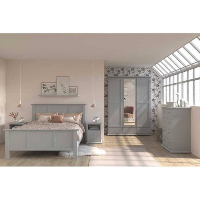 Chambre Adulte Complete 140 190 Gris Colmar N 3 L 160 X L