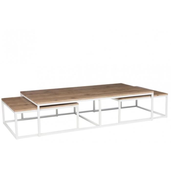 Table Basse Gigogne Bois Metal Gaby L 150 X L 80 X H 38