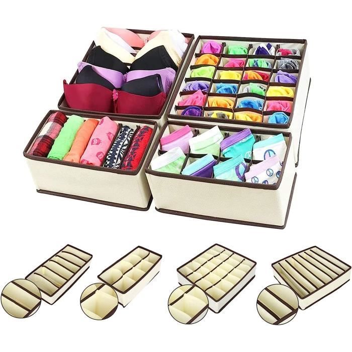 3 Organisateurs De Tiroir Pliables VPB - Pour Sous-vêtements, Chaussettes, Lingerie - Nylon Maille Respirant