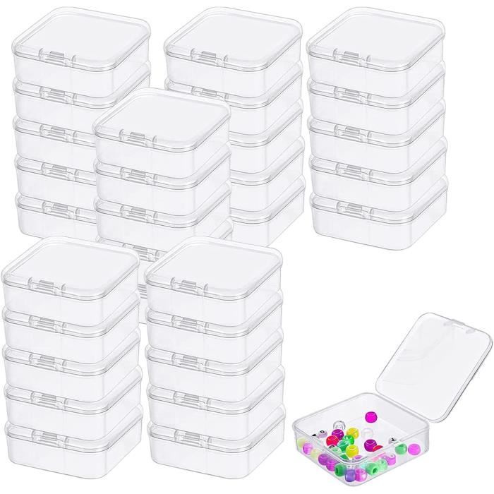 Lot De 32 Boîtes De Rangement Transparentes – 2 Grandes + 30 Petites – Avec Couvercle à Charnière Pour Perles, Bijoux, Artisanat - 7
