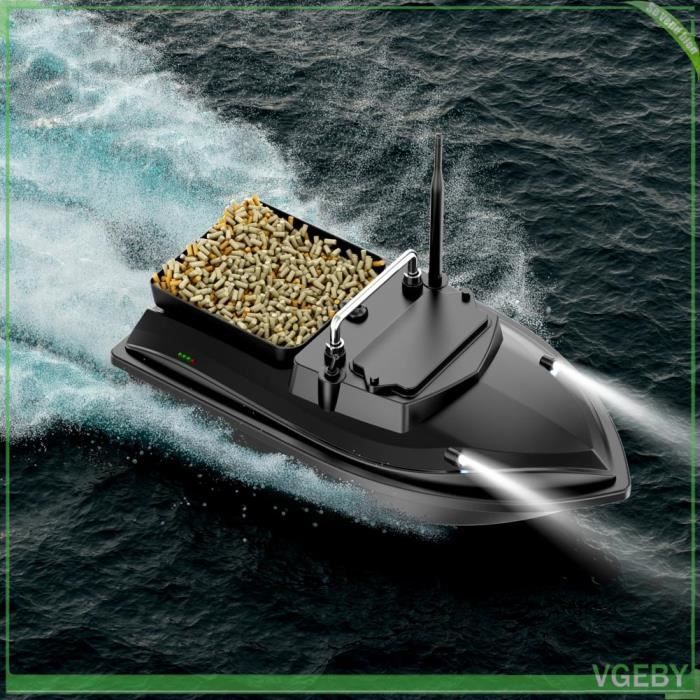 Bateau amorceur avec GPS, bateau amorceur de pêche intelligent télécommandé de 500 m avec double hélice