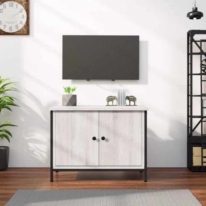 vidaXL Meuble TV avec portes sonoma gris 60x35x45 cm bois dingénierie 826298