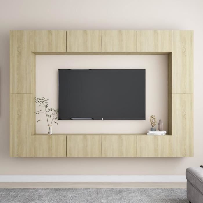 8130•{Happy} Ensemble de meubles TV Mural Moderne fixé au mur JILLE CHIC Armorie tv suspendu 8