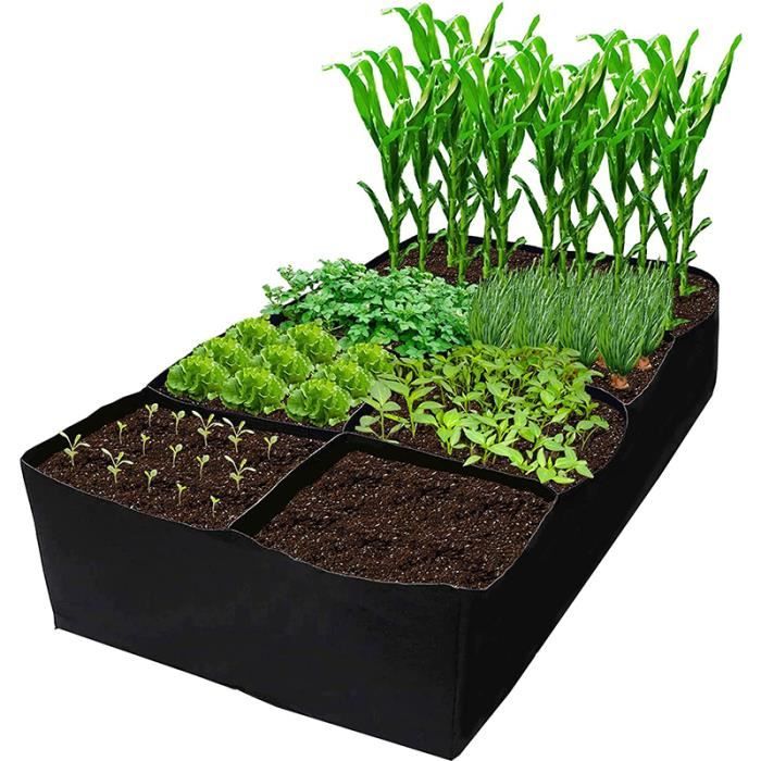 Lit de jardin surélevé en tissu 180cm*90cm*30cm Sacs de lit de culture pour faire pousser des herbes, des fleurs et des légumes