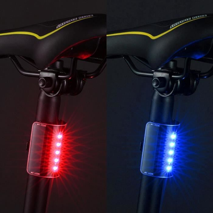 Phare avant de bicyclette 2 Pcs Red and Blue feu arriere de velo de montagne a LED lampe Rechargeable USB accessoires de cyclisme Cdiscount Sport
