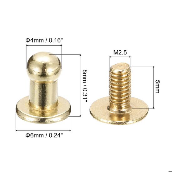 15 Rivets à Vis Tête Ronde 9mm – Métallique Noir – Alliage De Zinc – Pour Cuir, Sac, Ceinture, DIY – Sourcing Map