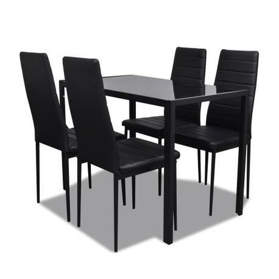 TABLE A MANGER AVEC CHAISES - 1 Table 120 x 60 x 74 cm et 6 Chaises 43 x 50  x 96 cm - Noir - Cdiscount Maison