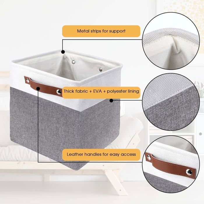 Bac de rangement - KZQ - 28 x 28 x 28 cm - Tissu non tissé - Pliable ...