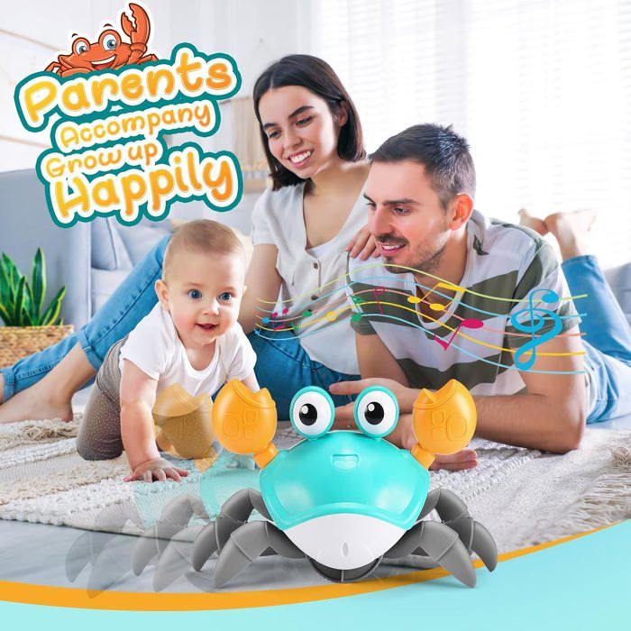 Jouet Crabe Musicant Et Dansant – Musique, Enregistrement Et Lumières, Pour Bébés De 6 à 18 Mois