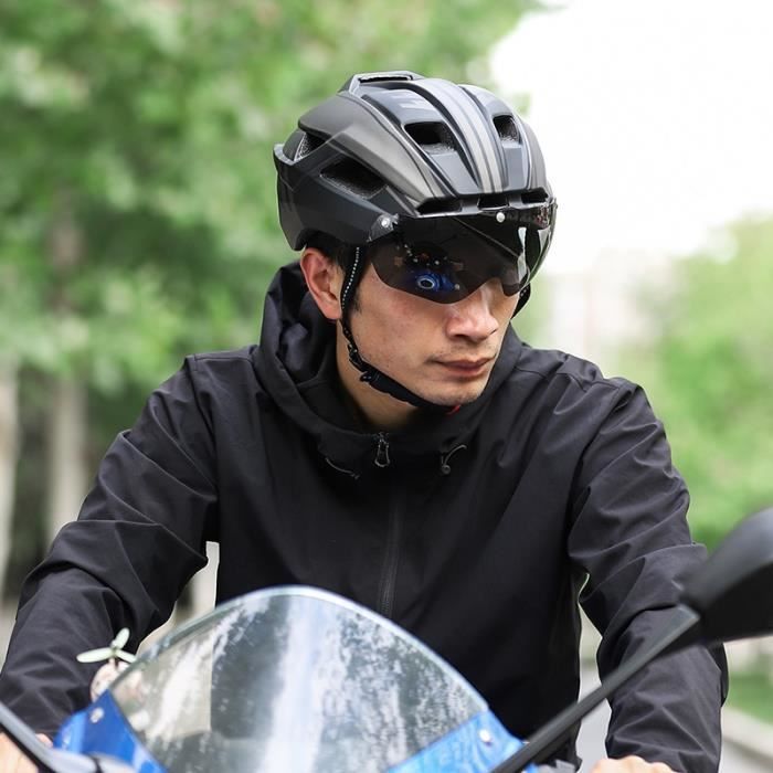 3 Verres Noir - Casque de vélo électrique pour hommes, avec lunettes de  soleil, pour moto, vtt, vélo de route