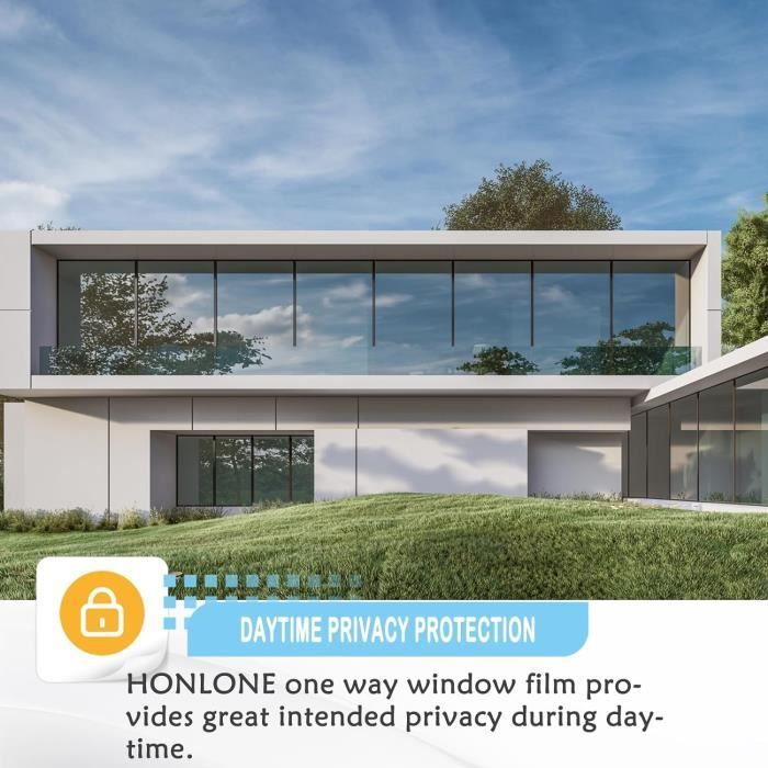 HOMTOL Film Fenêtre Anti Regard Film Occultant Fenêtre Anti Chaleur UV Film Miroir Fenêtre sans Tain Protection de la Vie Privée pour Maison Bureau Magasin Argent Noir 60x200cm