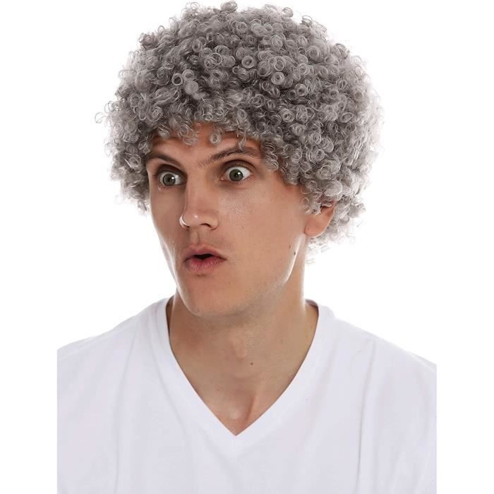 Perruque Carnaval Hommes Femmes Courte Afro Boucl e Fris e Gris