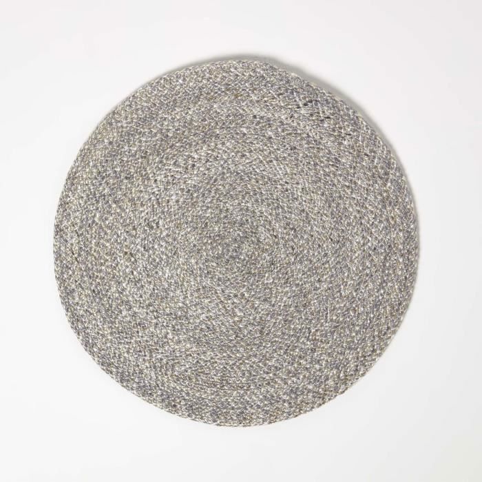 Set De Table Gris Tressé Rond 38 Cm - Polypropylène Léger Et Pratique