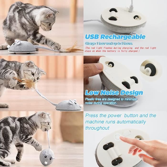Jouet interactif réaliste pour chat Souris électrique à mouvement
