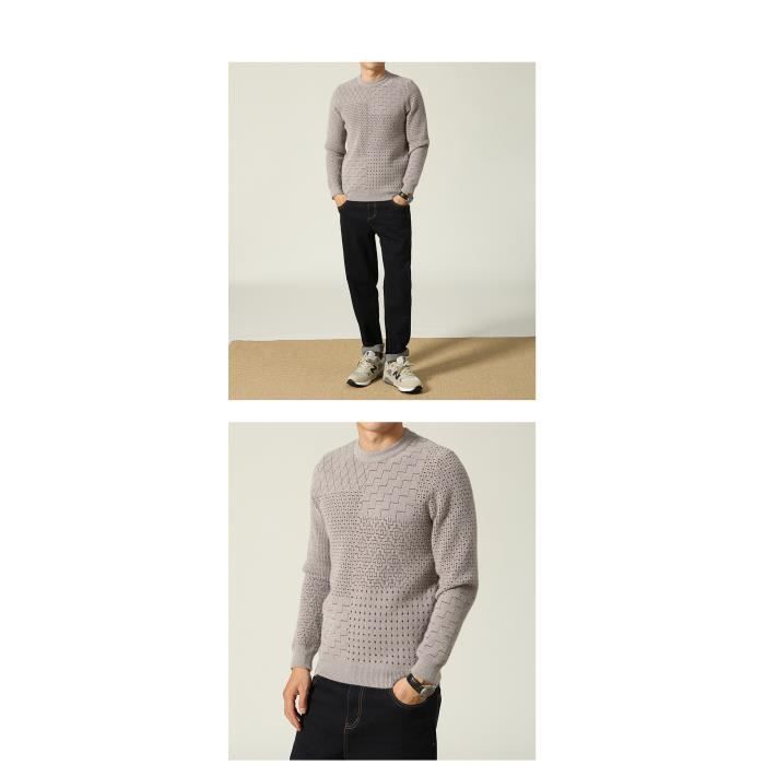 Pull Homme Casual Slim Fit Pull over Col Rond Confortable Chaude Kaki clair Kaki clair Cdiscount Pret a Porter