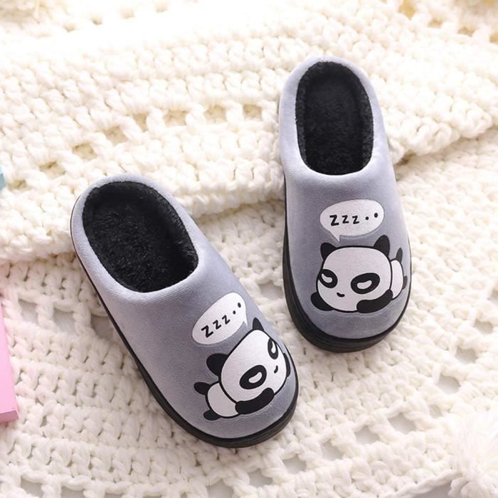 Chaussons - Mignon Panda Peluche - Hiver Antidérapants bébé Chaussures -  Gris Gris - Cdiscount Chaussures