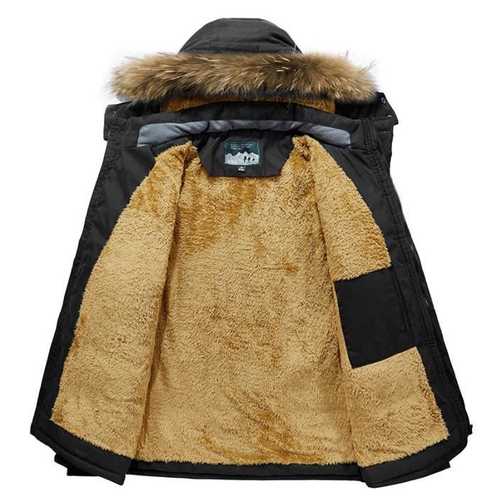 Manteau Homme Fausse Fourrure Long Hiver – Parka Luxe Réversible Moelleuse, Revers Large, Ultra Chaud