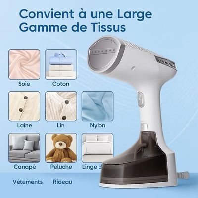 Défroisseur vapeur portable, 1500 W, 280 ml, chauffage rapide, bleu