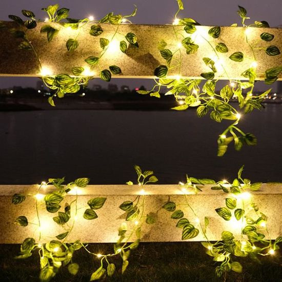 dww-lierre artificiel, [1 stk] 5m feuille guirlande lumineuse, plantes  artificielles avec 50 led et vert feuille, chane lumires led de vigne pour  jard