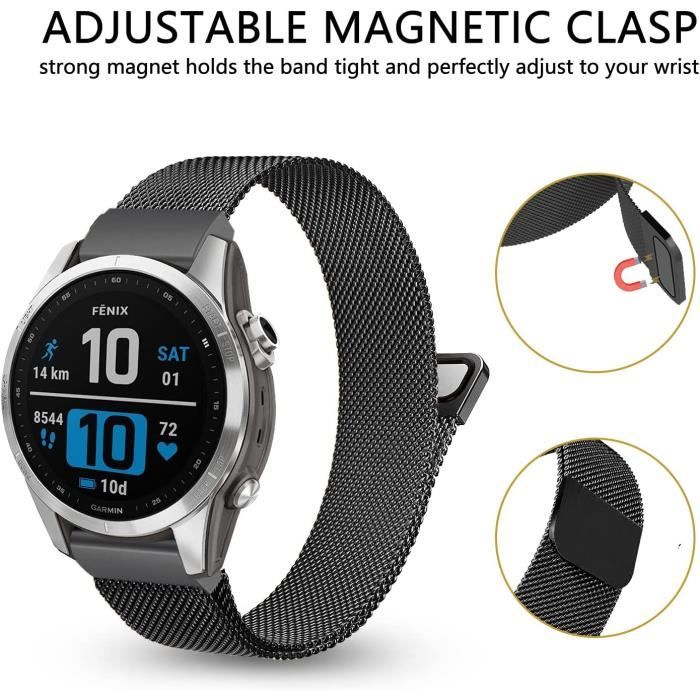 Bracelet ZoRoll QuickFit 22mm en acier inoxydable compatible avec Garmin  Fenix 7/Fenix 6 GPS/Fenix 5 - Cdiscount Téléphonie