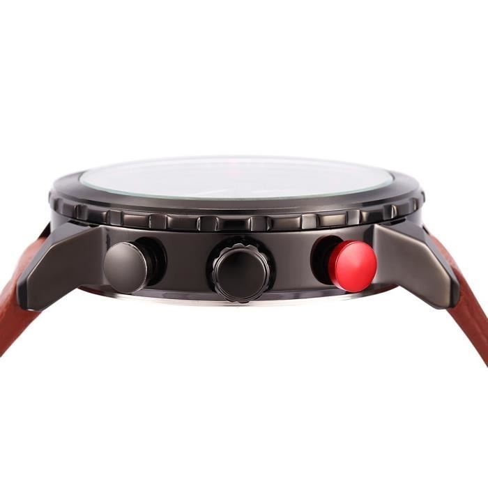 Rouge et noir Curren 8193 Homme Quartz Stereo Balance Calendrier sous cadran decoratif pour hommes Achat vente montre Homme Adulte Cuir Cdiscount