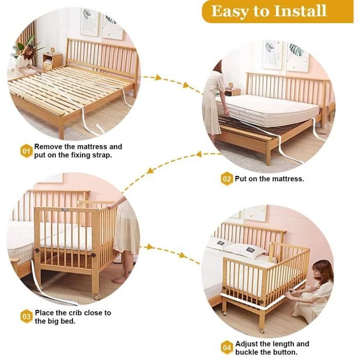 Sangle Cododo Sangle Pour Lit De Bébé, Sangle Garde Lit Latérale, Fixation De Lit D' Appoint, Sangle Pour Lit à Sommier Tapissier, Pour La Fixation D'un Lit Bébé, Universel, Réglable, Portable, 6