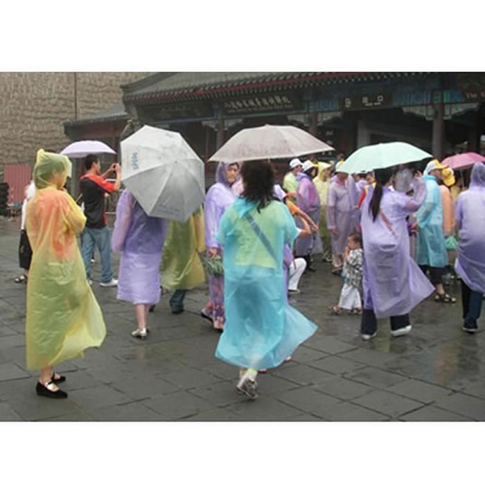 Poncho imperméable jetable adulte d'urgence avec capuche - 1/10 pièces