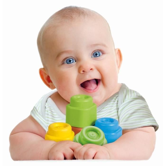 Clementoni Clemmy Sac Souple 48 Cubes Colorés Souples – Jouet Sensoriel Bébé 9 Mois à 3 Ans – Fabriqué En Italie