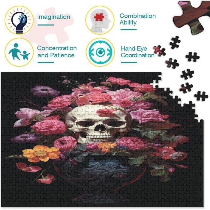 Puzzle Squelette En Bois 34 Cm – 272 Pièces, Formes Naturelles, 1 à 4 Joueurs