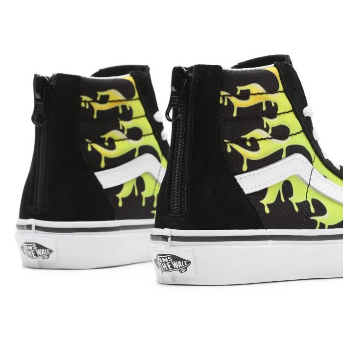 Chaussure Enfant Vans Sk8 Hi Zip Slime Flame Noir Fermeture
