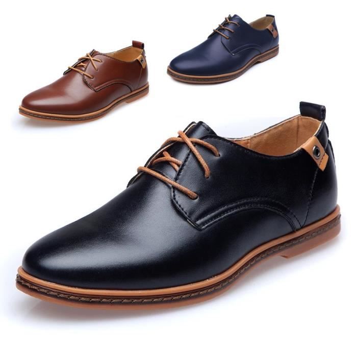 Chaussures en cuir homme GO Antiderapant Confortable Marron