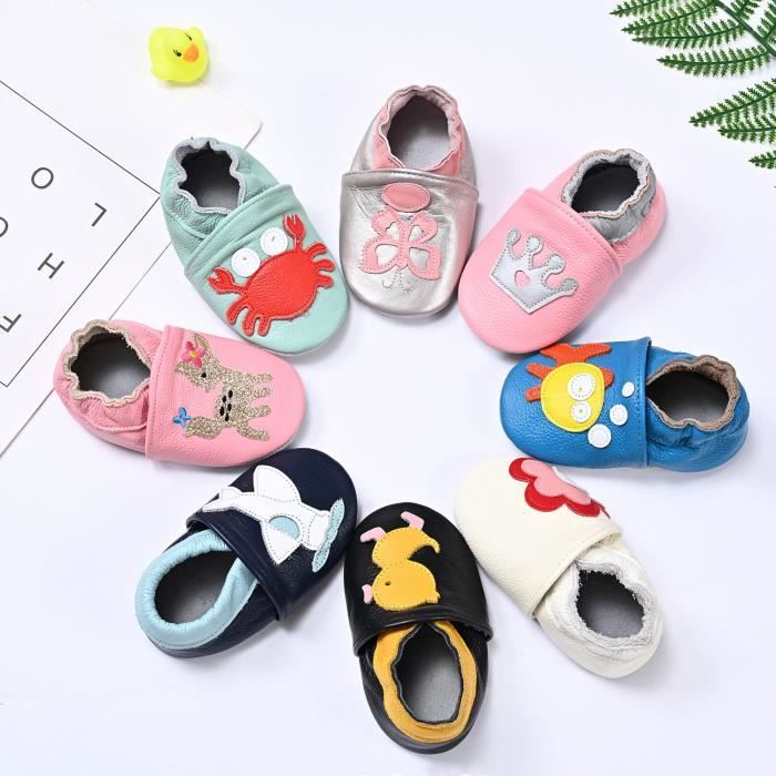 Chaussures Bébé en Cuir Souple Chaussons Bébé - Chaussures Premiers Pas  Petit Mignon Chausson Bébé Crabe - Cdiscount Chaussures