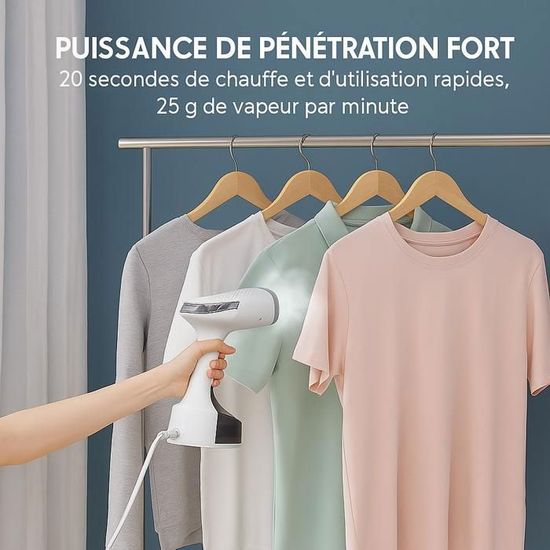 Na Défroisseur Vapeur Vertical Portable 1500W, 280Ml, Chauffe Rapide, Pour Vêtements, Appareil