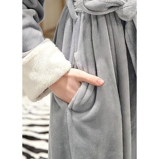 Peignoir Femme Long En Coton Flanelle - Chaud Et Moelleux - Manches Longues, Poches - Pour Maison, Sauna, Hiver - Taille Jusqu'à XXL - 5