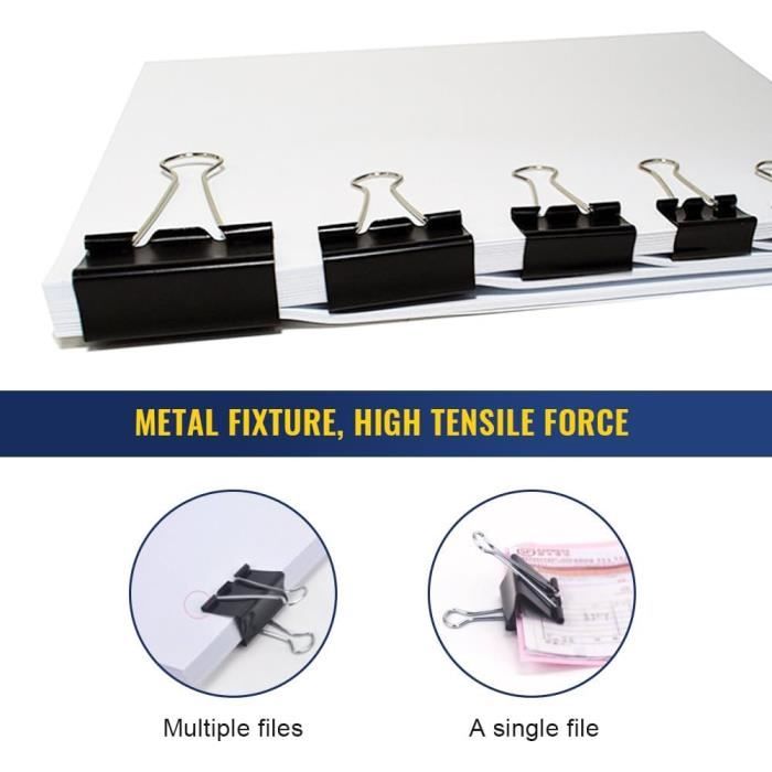 Clip Ferma Carta D.RECT - Lot Di 12 Pinze Da Ufficio In Metallo, 51 Mm, Nero - Foto 7