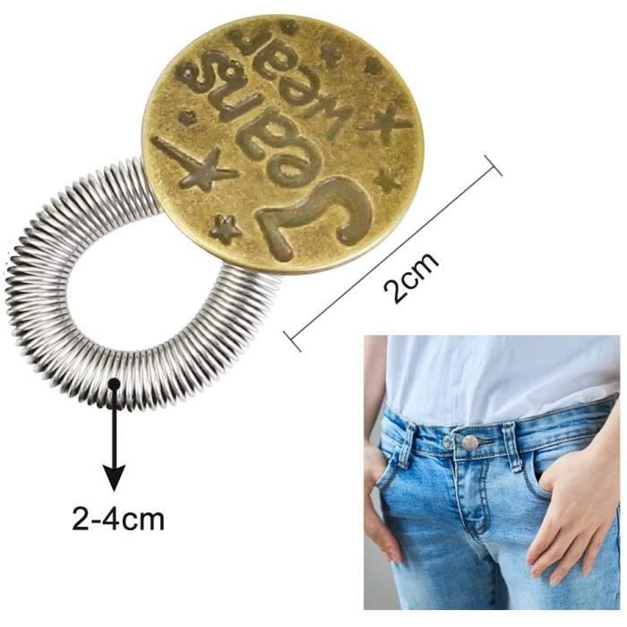Prolongateur de bouton à ressort en métal pour pantalons et jeans, rallonge  de taille rétractable réglable, extenseur de ceinture à bouton, couture  gratuite, 10 pièces - AliExpress