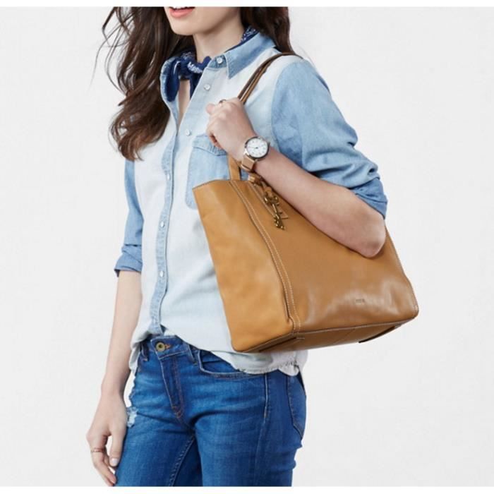 Sac cabas Fossil Camel EMMA TOTE Cuir ZB6844231 Marron Achat